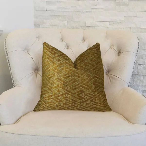 Plutus Deep Bridge Taupe and Copper Handmade Luxury Pillow 20x22L x26x22W