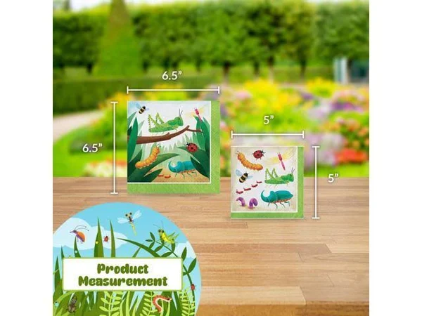 Creative Converting Birthday Bugs Party Dinnerware Bundle - Napkins, Plates, Table Cover, Bug-Themed Birthday Party, Baby Showe