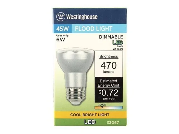 Westinghouse Lighting 3306720 45W Equivalent PAR16 Flood Dimmable Cool Bright LED Light Bulb with Medium Base (6 Pack)