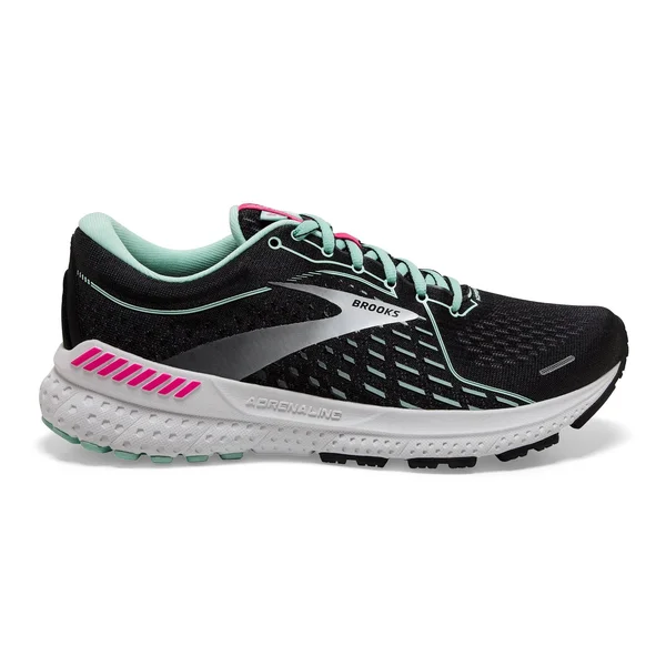 Brooks Women's Adrenaline GTS 21 Running Shoe - Black/Pink, 5.5, B