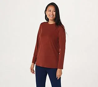 Susan Graver Modern Essentials Liquid Knit Crew -Neck Top - Size 5X, Auburn