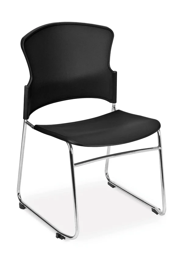OFM Multi-Use Stack Chair with Plastic SEAT - BACK, Black