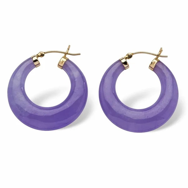 Lavender Jade 14K Yellow Gold Hoop Earrings