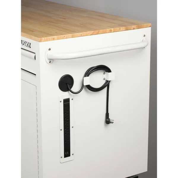 Husky 56 in. W 5-Drawer 1-Door, Deep Tool Chest Mobile Workbench in Gloss White
