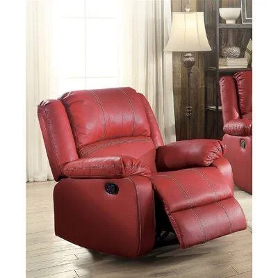 Zuriel 37x22 Wide Manual Rocker Standard Recliner Latitude Run Fabric: Red Faux Leather