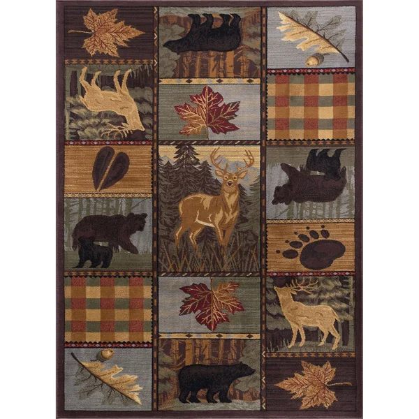 Alise Rugs Natural Lodge Novelty Lodge Area Rug - 3&11 x 5&3