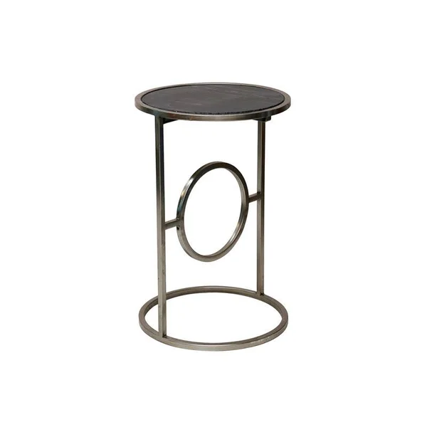 Hawthorne Collections Nicola Solid Marble Top End Table - Gray