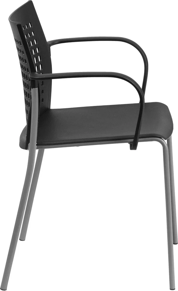 Hercules Series 551 lb. Capacity Black Stack Chair with Air-Vent Back and Arms - Flash Furniture